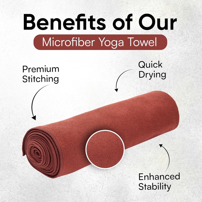 Evolution Earth Yoga Mat Towel - Double Sided Microfiber Yoga Towel - Sweat Absorbent Non Slip Hot Yoga Towel - Lightweight, Quick Drying Pilates and Bikram Sweat Towel - 73''L x 26''W, Sedona - Image 4